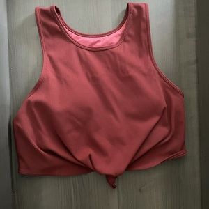 Burgundy crop tank with built in sports bra